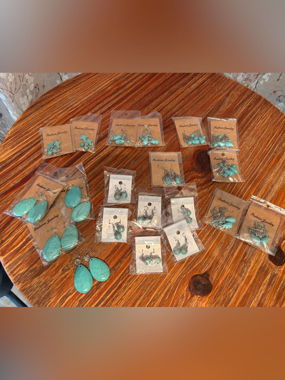 Turquoise Teardrop Dangle Earrings - Women Jewelry- 20 pair- brand new